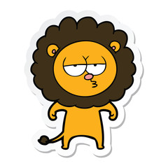 sticker of a cartoon bored lion