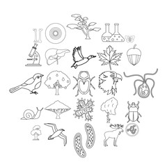 Fauna icons set. Outline set of 25 fauna vector icons for web isolated on white background