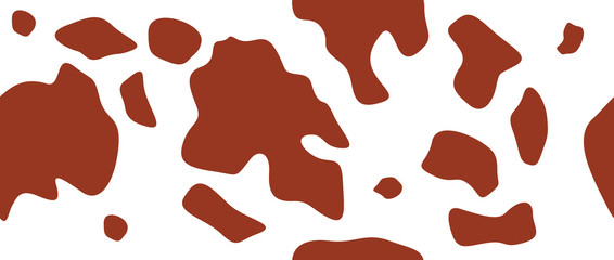 Seamless small and big dot, pattern for textile design. Seamless background of cow spots. Horizontal backdrop, brown chaotic spots isolated on white. 