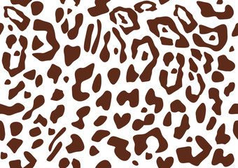 leopard pattern texture repeating. Simple pattern, small and big dot for textile design. horizontal backdrop, brown chaotic spots isolated on white.