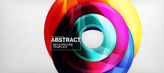 Fototapeta premium Modern geometric circles abstract background, colorful round shapes with shadow effects
