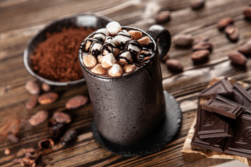 Cup of hot chocolate with marshmallows