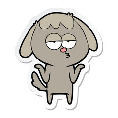 sticker of a cartoon bored dog