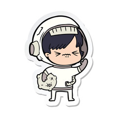 sticker of a angry cartoon space girl