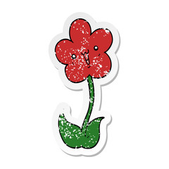 distressed sticker of a cartoon flower