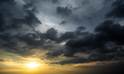 Sunset sky with clouds, Nature background