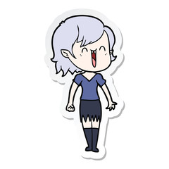 sticker of a cute cartoon happy vampire girl