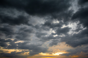 Naklejka na ściany i meble Sunset sky with clouds, Nature background