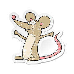 retro distressed sticker of a cartoon mouse