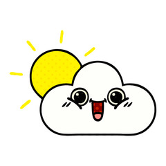 comic book style cartoon sun and cloud