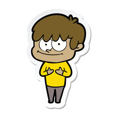 sticker of a happy cartoon man