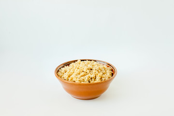 plate of bulgur on white background