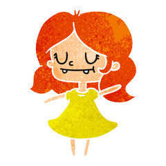 retro cartoon of cute kawaii girl
