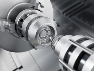 Closeup of generic CNC drill equipment. 3D illustration