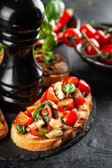 Assortment of traditional Italian bruschettas
