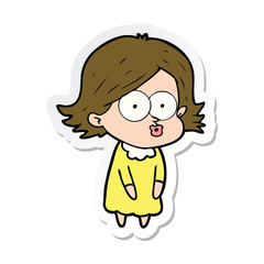 sticker of a cartoon girl pouting