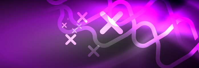 Obraz premium Glowing neon abstract lines, techno futuristic template