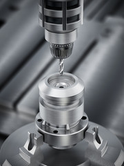 Closeup of generic CNC drill equipment. 3D illustration