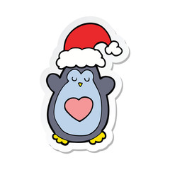sticker of a cute christmas penguin