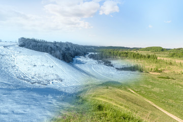 Collage change of seasons winter and spring.