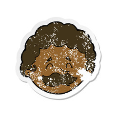 retro distressed sticker of a cartoon man with mustache