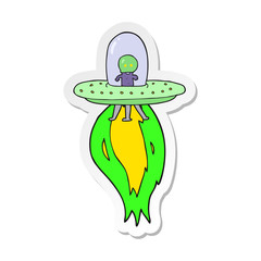 sticker of a cartoon flying saucer