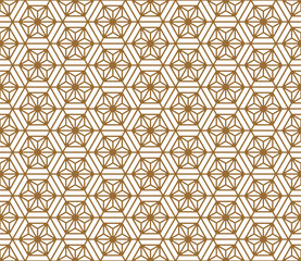 Seamless japanese pattern shoji kumiko in golden.