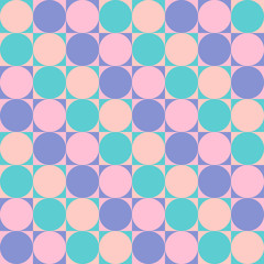 Seamless pattern - circles in squares. Smooth figures. Nice soothing colors. Background, texture for paper, textiles, websites, applications, etc.