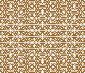 Seamless traditional Japanese ornament.Golden color background.White lines.