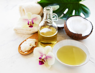 Fototapeta na wymiar Coconut natural spa ingredients