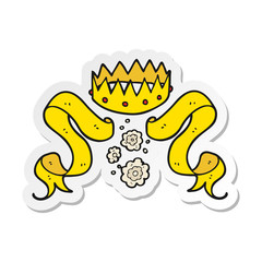 sticker of a cartoon crown and scroll