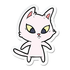 Obraz na płótnie Canvas sticker of a confused cartoon cat