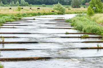 Fototapeta na wymiar Fish ladders in the river Vecht near Beerze, Dutch