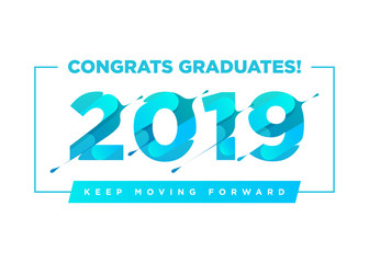 Congratulations Graduates Vector Logo. Graduation Background Template with Inspirational Quote. Greeting Banner for College Graduation Ceremony.