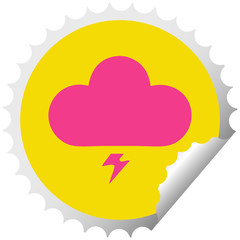 circular peeling sticker cartoon thunder cloud