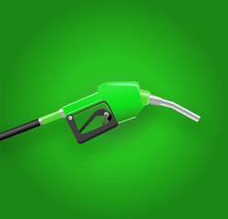 Filling gun. gas refueling nozzle, gasoline pump 3d render. Fuel vector illustration.