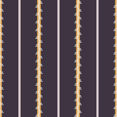 Fototapeta premium Vector Folk Stripes with Daisies seamless pattern background.