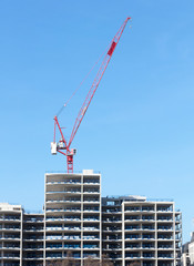 London, United Kingdom - Februari 22, 2019 : A new building under construction in London on Februari 22, 2019