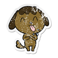 distressed sticker of a cute cartoon dog