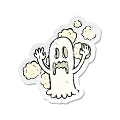 retro distressed sticker of a cartoon spooky ghost