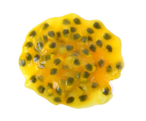 Passion fruit seeds  Top view on white background