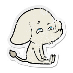 distressed sticker of a cartoon elephant remembering