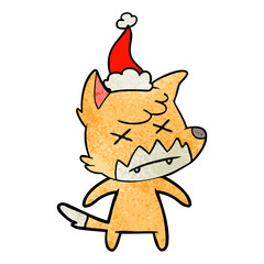 textured cartoon of a dead fox wearing santa hat
