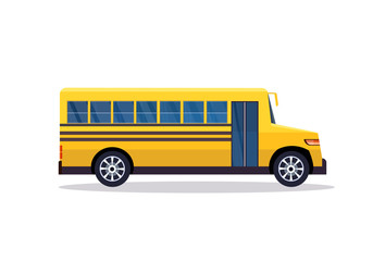 Yellow retro bus back to school pupils