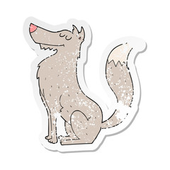 retro distressed sticker of a cartoon wolf