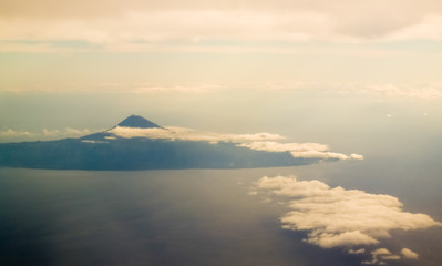 Naklejka na ściany i meble Aerial panoramic view to Pico island, Azores, Portugal