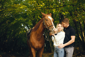 Fototapeta premium couple with horses