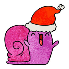 christmas textured cartoon of kawaii snail