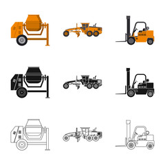 Isolated object of build and construction icon. Collection of build and machinery vector icon for stock.