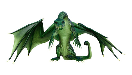 3D Rendering Fairy Tale Dragon on White